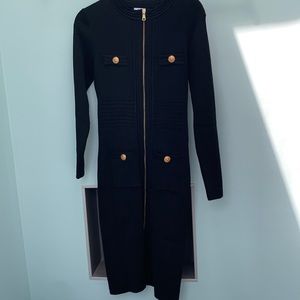 Sweater dress with gold detailing